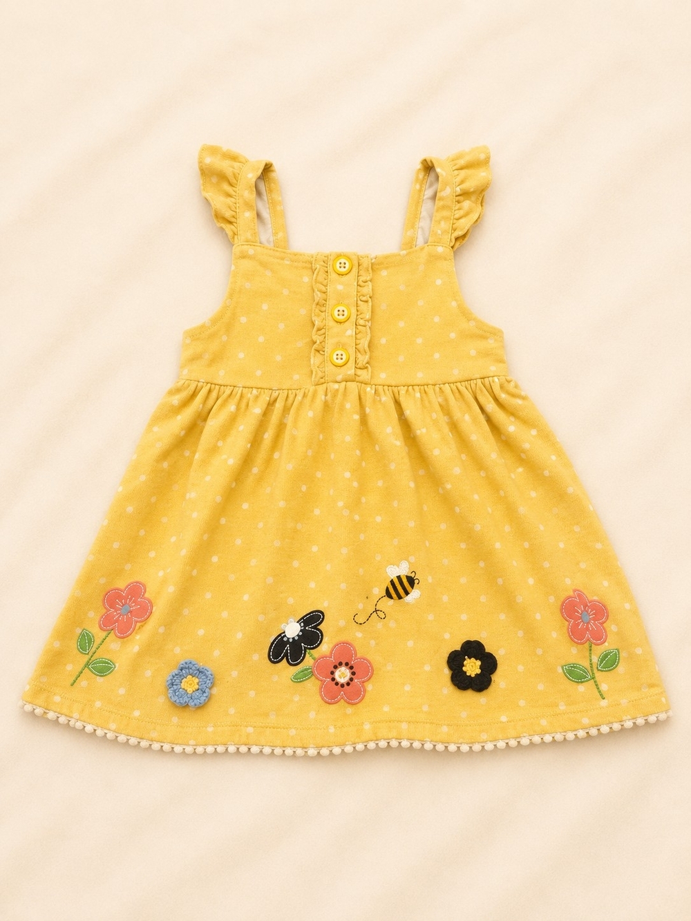Girls Yellow Floral Embroidered Sundress
